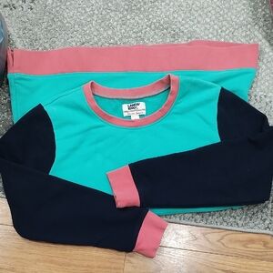 Lands' End Kids' Long Sleeve Colorblock Tee - Teal, Navy, and Pink